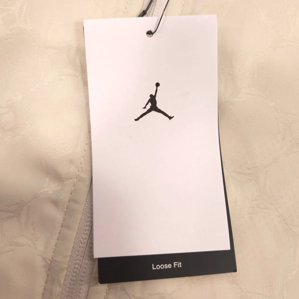 Jordan Brooklyn Hooded Draft Jacket Mens XL Beige Jumpman Jacquard Loose Fit NEW
